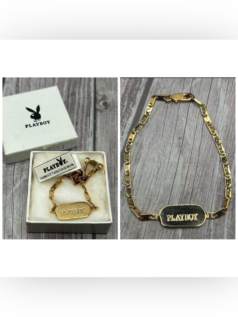 PLAYBOY RARE❗️VTG Playboy Gold Bracelet with Box & Tag Collector Vintage